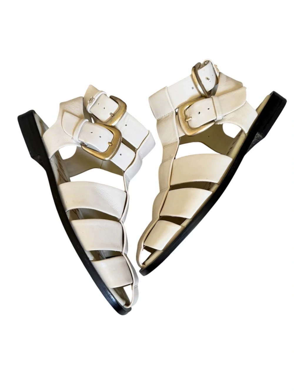 SAM EDELMAN Dawn Fisherman Flat Sandals Cream 6.5
